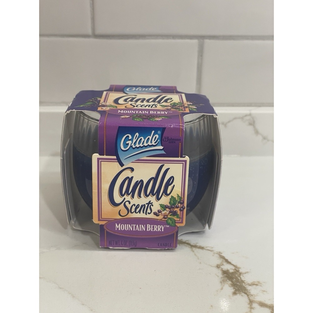 Vintage Glade Candle Scents Mountain Berry Scented Purple Single 4‎ oz 30 Hr New